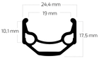 Ryde velg zac 19 28 622 x 19c aluminium 32 gaats 14g - zwart