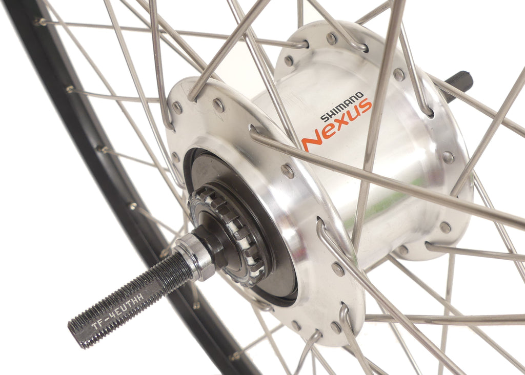 Shimano achterwiel 28 622 x 19c met nexus 7 naaf voor rollerbrake - zwarte geslepen velg met rvs spaken
