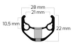 Ryde velg zac 421 28 29 622*21c aluminium - 36 gaats 14g - zwart geslepen