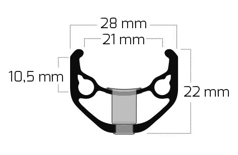 Ryde velg zac 421 28 29 622*21c aluminium - 36 gaats 14g - zwart geslepen