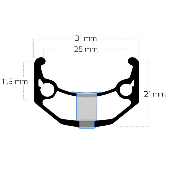Ryde velg zac big bull 28 29 622 x 25c aluminium - 36 gaats 14g - zwart geslepen