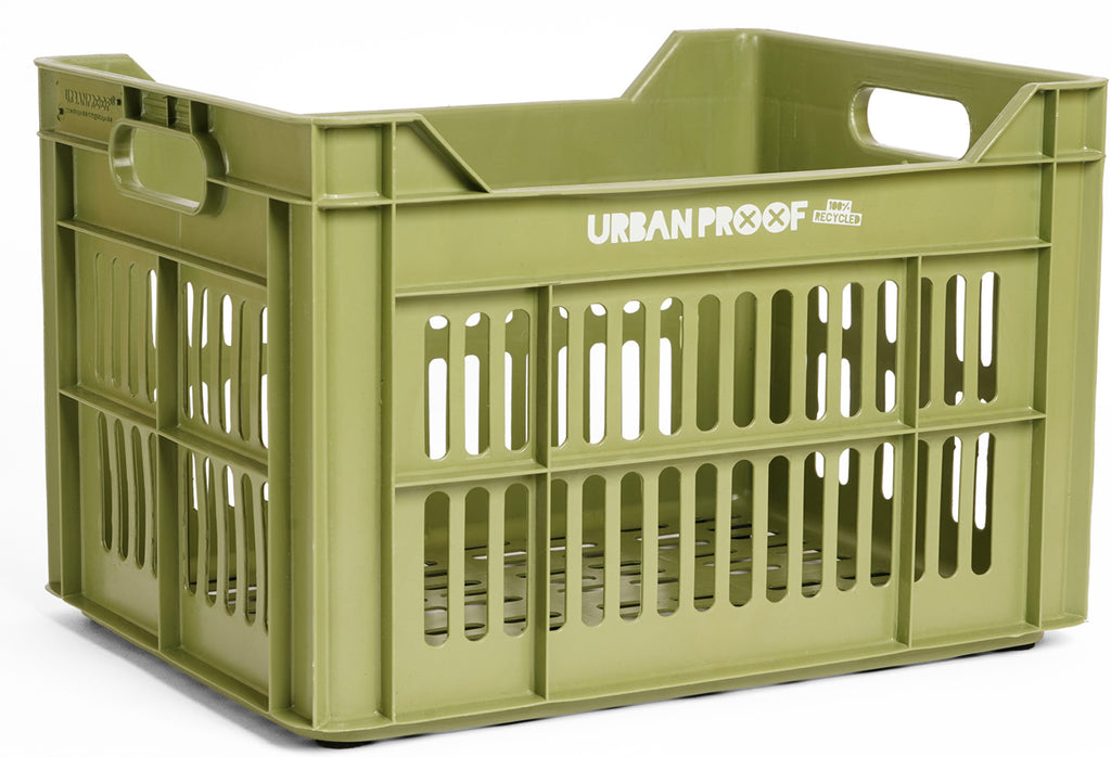 Urban proof fietskrat recycled kunststof 30l olijfgroen 40x30x25 cm