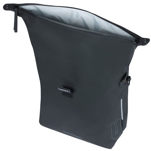 Basil SoHo MIK Side fietsschoudertas - zwart, waterdicht, PU, Nordlicht LED, 17l
