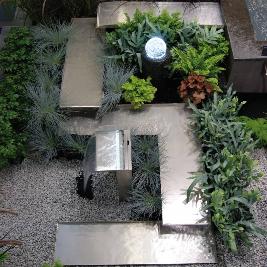 Ubbink waterfall met led venezia roestvrij staal 1312088