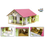 Kids globe paardenstal roze met 2 boxen en berging, 1:24