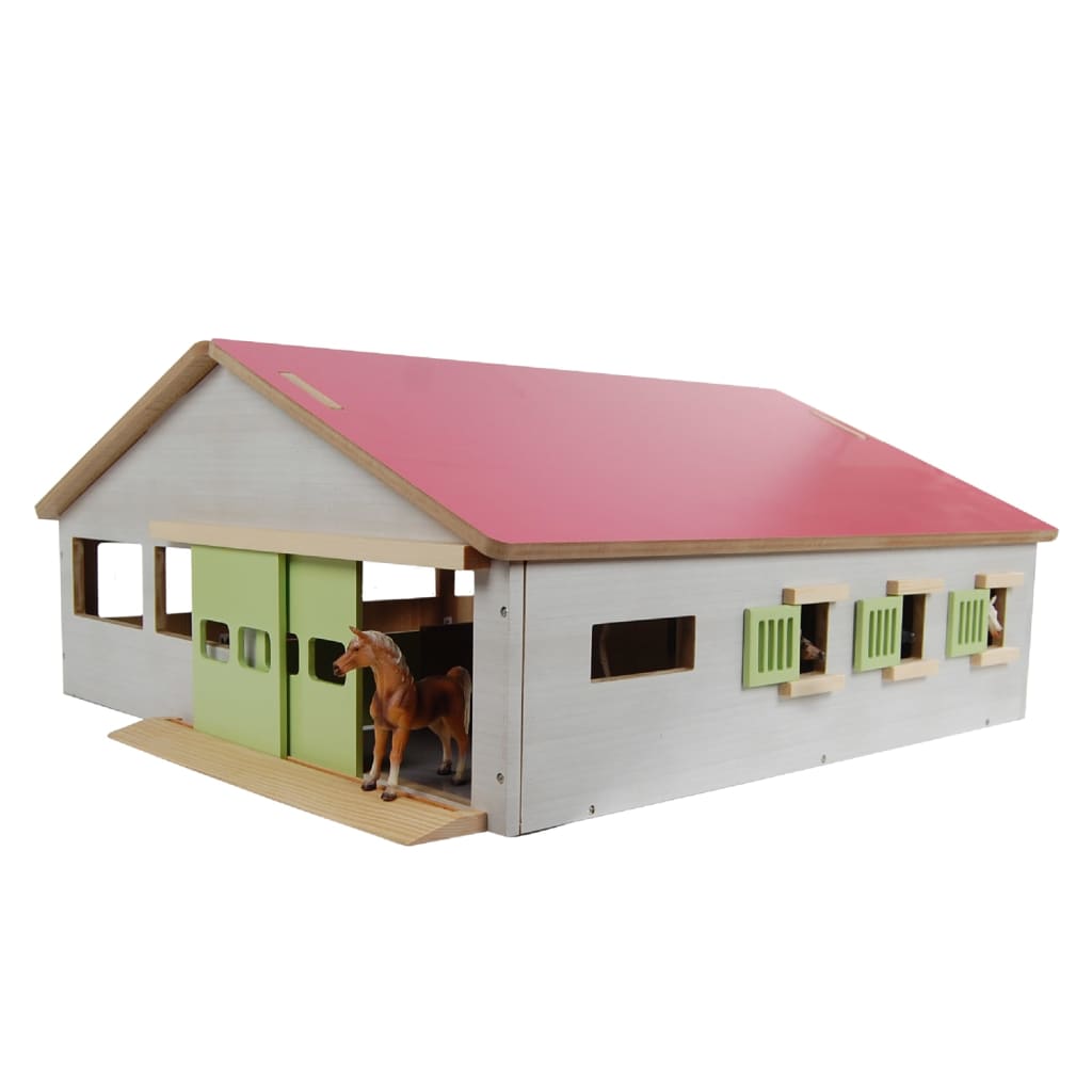 Kids globe paardenstal met 3 boxen + binnenbak 1:32