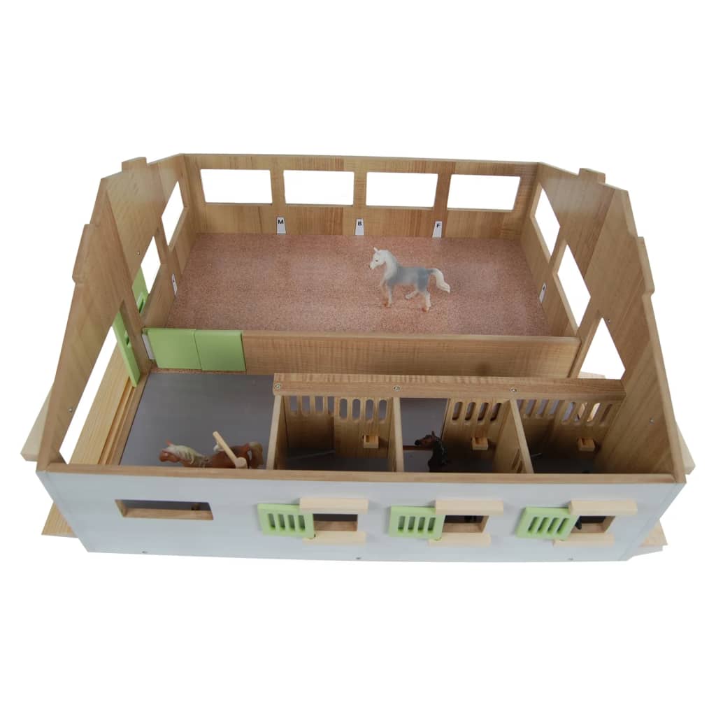 Kids globe paardenstal met 3 boxen + binnenbak 1:32