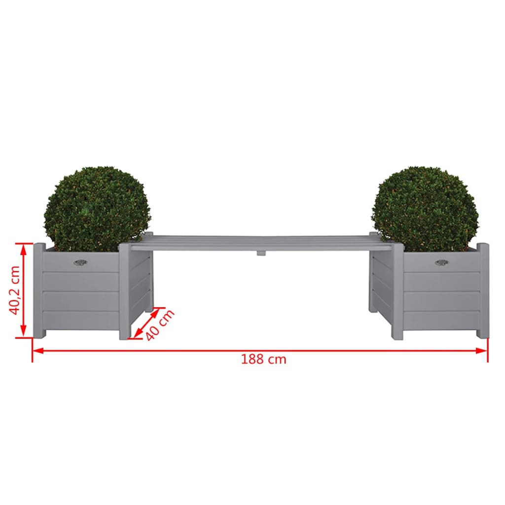 Esschert design bank met plantenbak grijs cf33g
