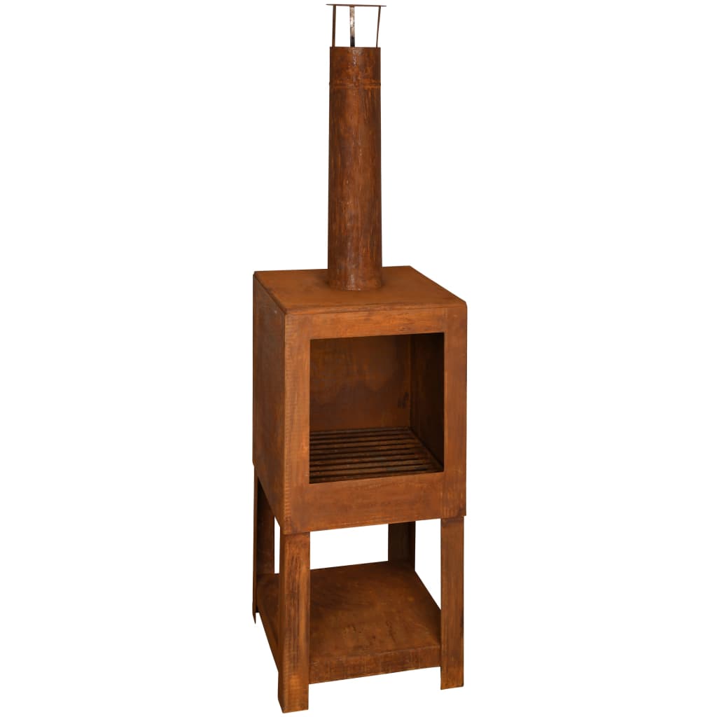 Esschert design tuinhaard met houtopslag roestkleurig ff298