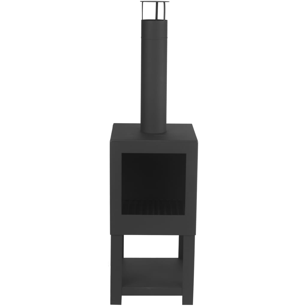 Esschert design tuinhaard met houtopslag zwart ff410