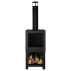 Esschert design tuinhaard met houtopslag zwart ff410
