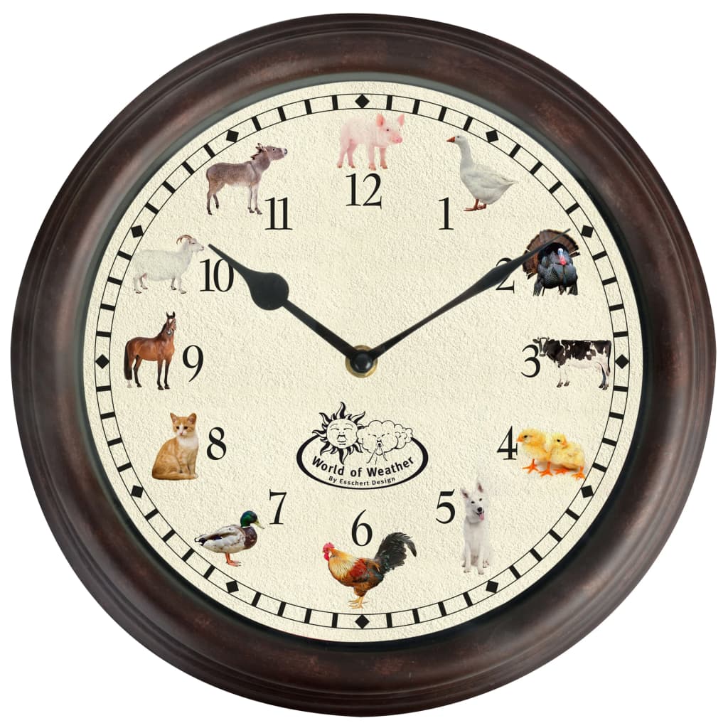 Esschert design klok met dierengeluid