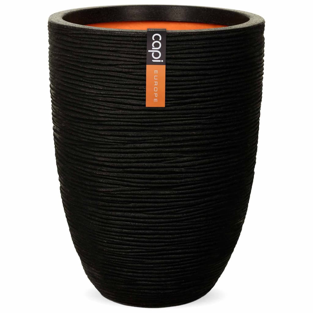Capi bloempot nature rib elegant laag 46x58 cm zwart pkblr783
