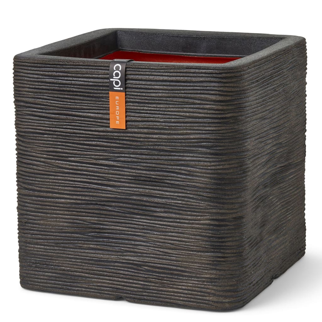 Capi Capi Plantenbak Nature Rib vierkant 40x40x40 cm donkerbruin