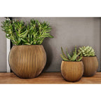 Capi 3-delige bloempottenset groove goudkleurig