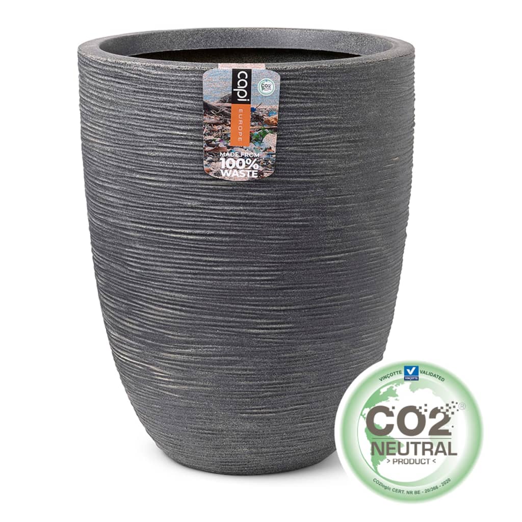 Capi plantenbak waste rib laag elegant 34x46 cm grijs