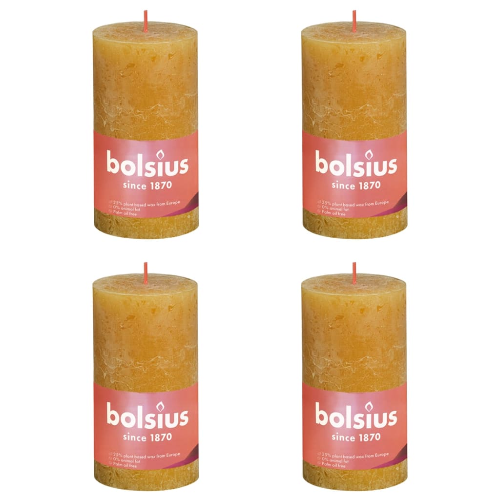 Bolsius Bolsius Stompkaarsen Shine 4 st rustiek 130x68 mm honinggeel