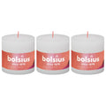 Bolsius Bolsius Stompkaarsen Shine 3 st rustiek 100x100 mm wolkenwit