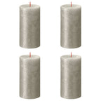 Bolsius Bolsius Stompkaarsen Shimmer 4 st rustiek 130x68 mm champagnekleurig