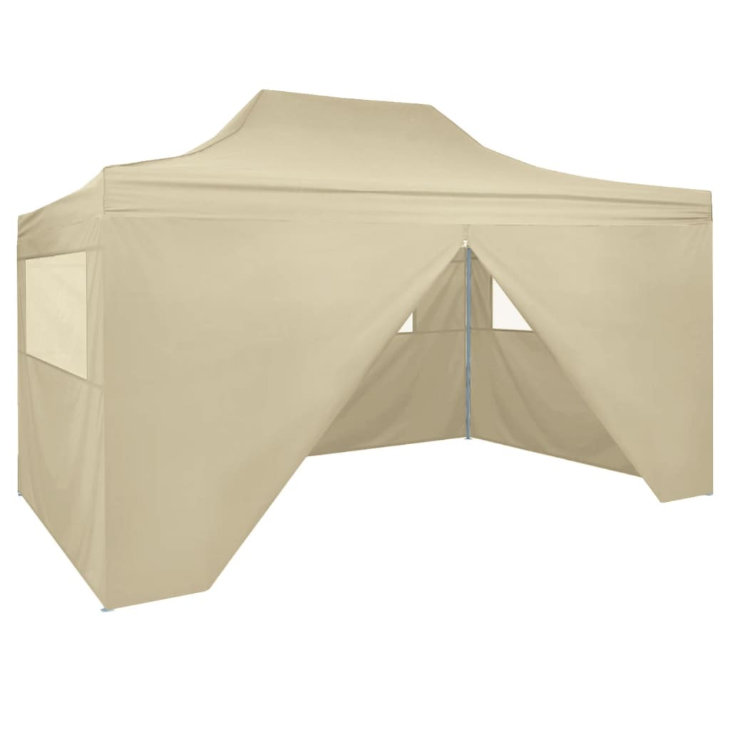 Vidaxl vouwtent pop-up met 4 zijwanden 3x4,5 m crèmewit