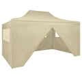 Vidaxl vouwtent pop-up met 4 zijwanden 3x4,5 m crèmewit