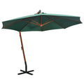 Vidaxl zweefparasol 350 cm houten paal groen