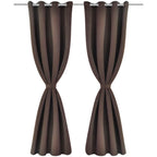 Vidaxl gordijnen met metalen ringen verduisterend 135x175 bruin 2 st