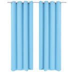 Vidaxl gordijnen met metalen ringen verduisterend 135x175 turquoise 2 st