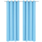 Vidaxl gordijnen met metalen ringen verduisterend 135x245 turquoise 2 st