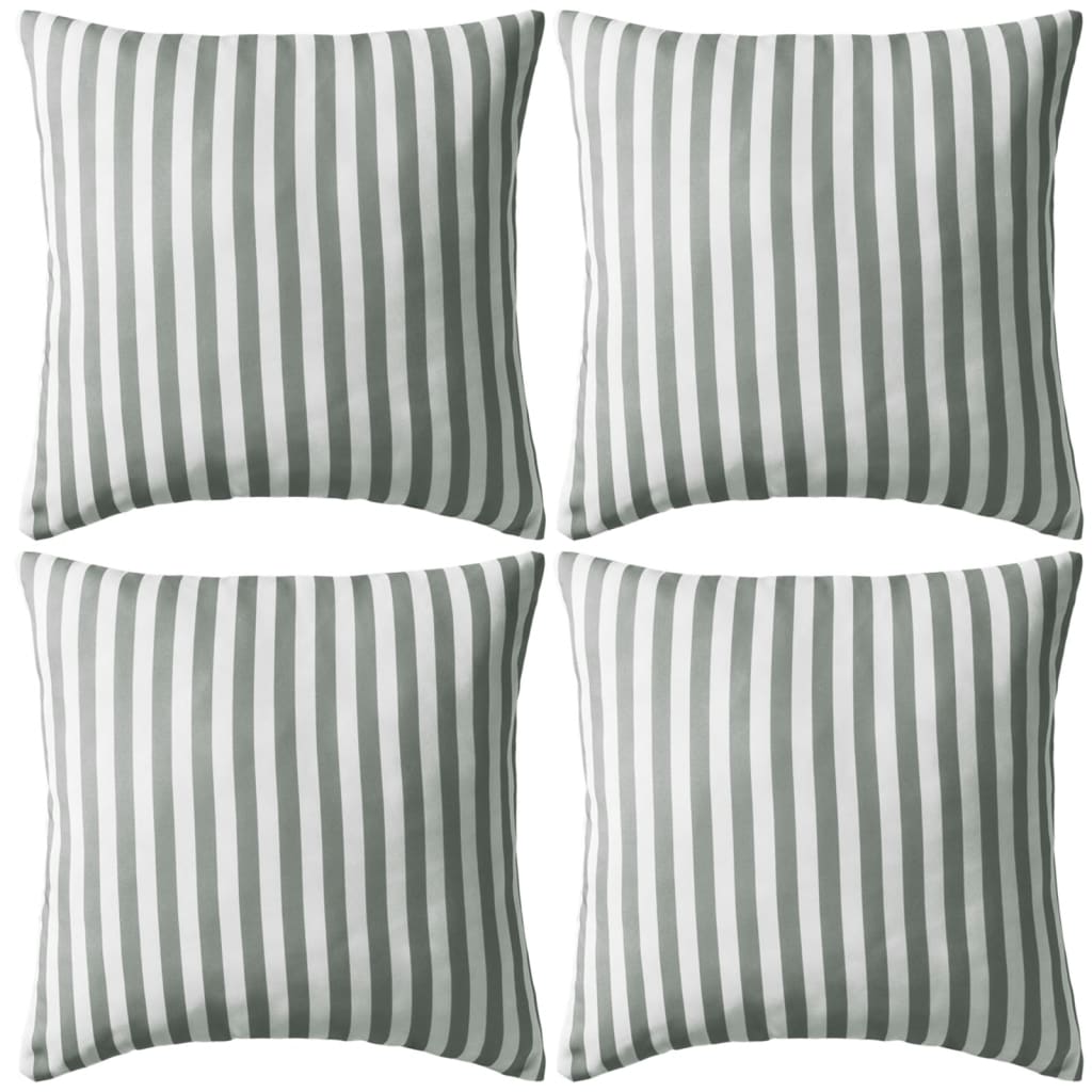 Vidaxl buitenkussens 45x45 cm gestreept grijs 4 st