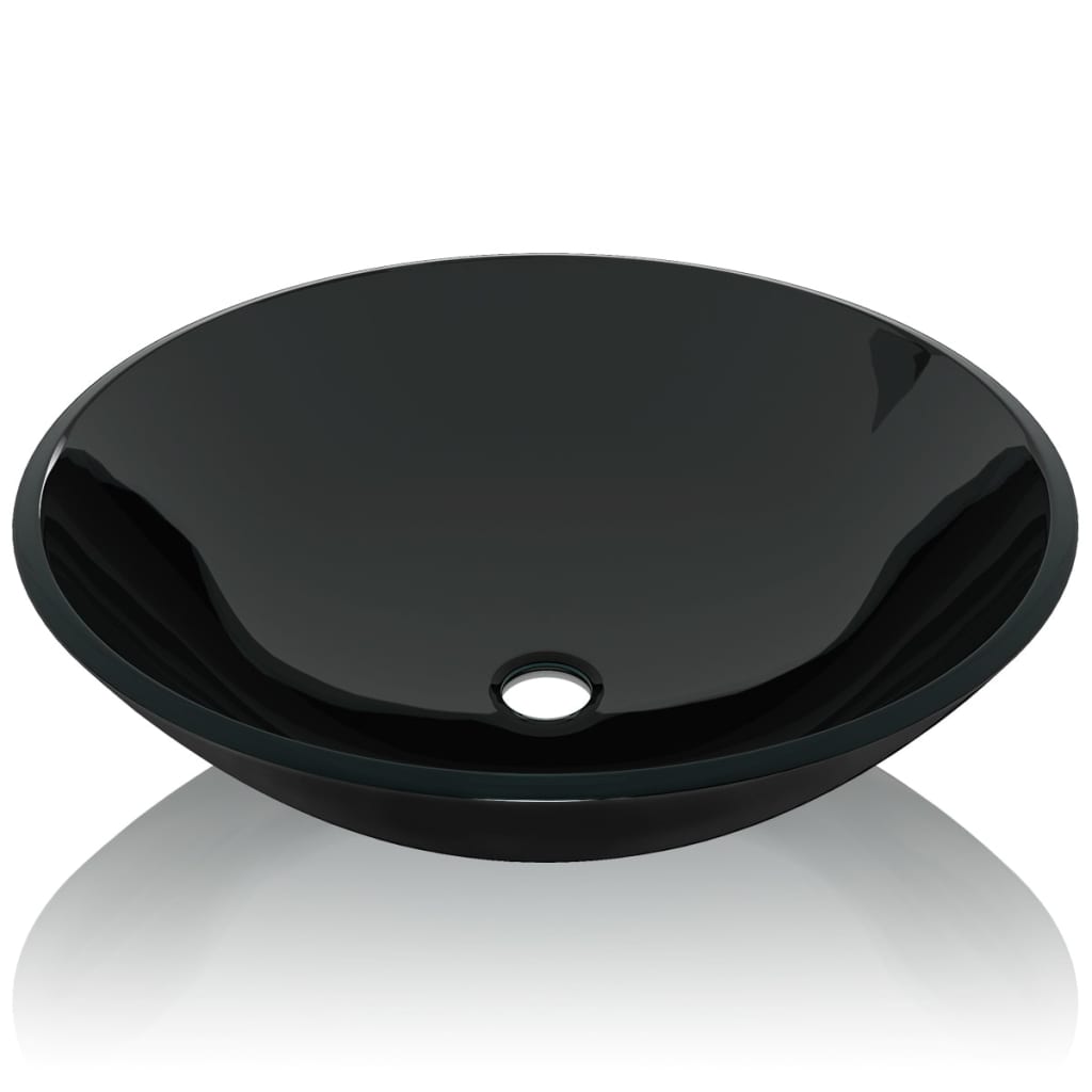Vidaxl wasbak gehard glas 42 cm zwart