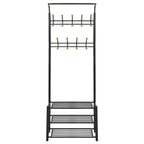 Vidaxl kledingrek met schoenenopberger 68x32x182,5 cm zwart