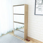 Vidaxl schoenenkast met 4 spiegels 63x17x134 cm eikenhout