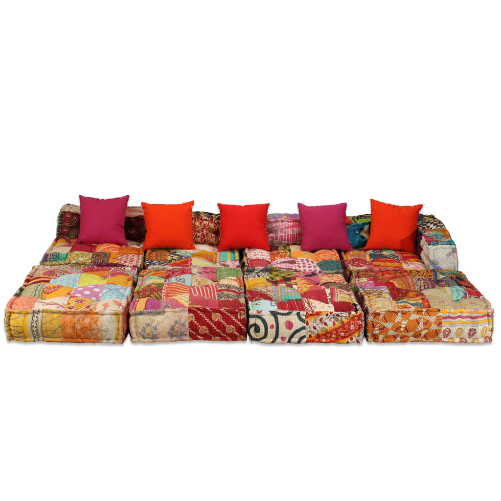VidaXL Poef vierzits modulair stof patchwork