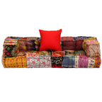Vidaxl poef tweezits modulair stof patchwork