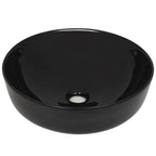 Vidaxl wastafel rond 41,5x13,5 cm keramiek zwart