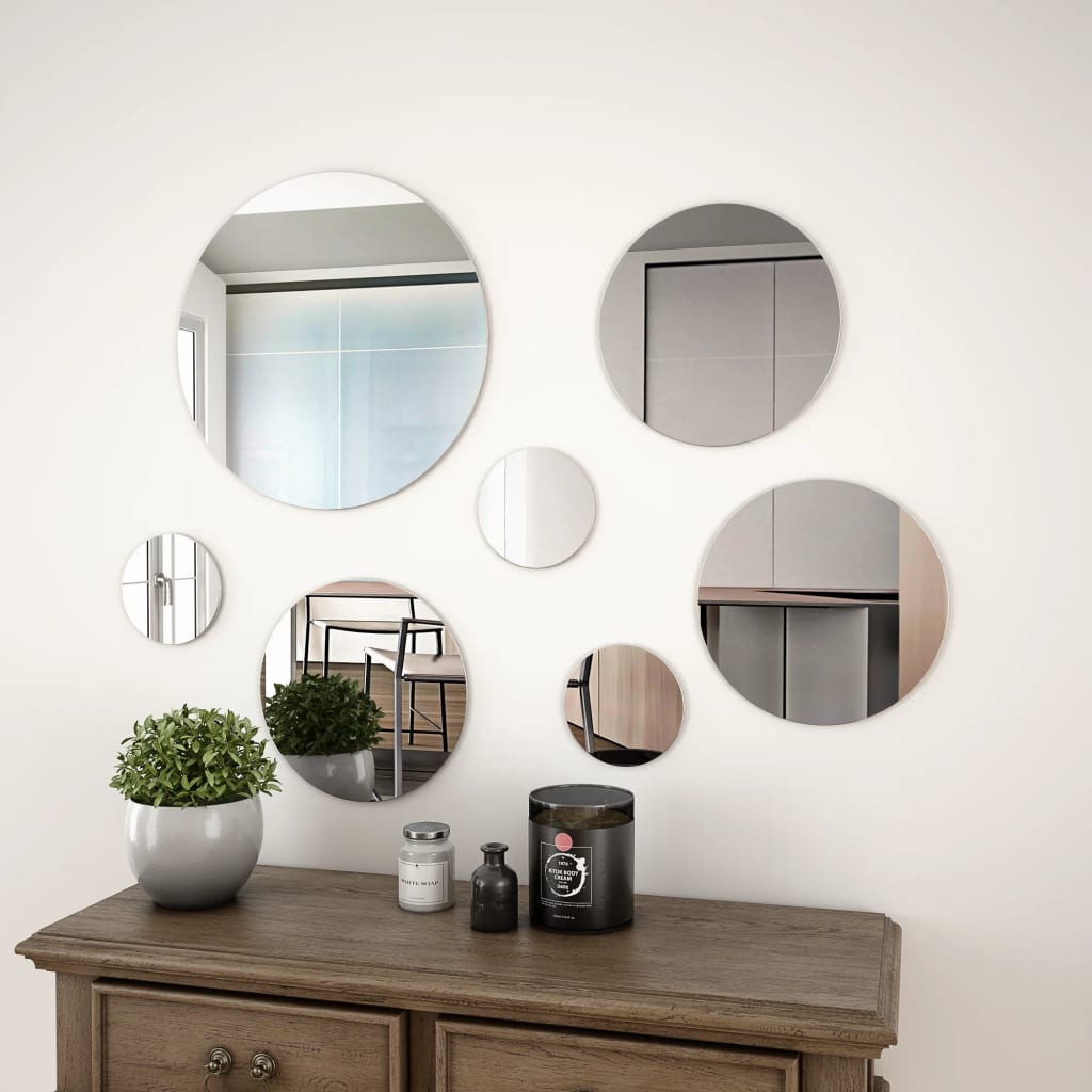 Vidaxl wandspiegelset rond glas 7-delig