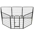 Vidaxl hondenren met 8 panelen 80x100 cm staal zwart