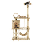 Vidaxl kattenkrabpaal met sisal krabpalen 140 cm pootafdrukken beige