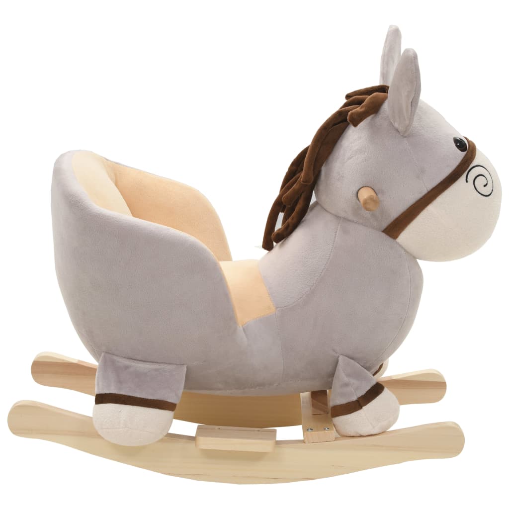 Vidaxl hobbeldier ezel met rugleuning 60x32x55 cm pluche grijs