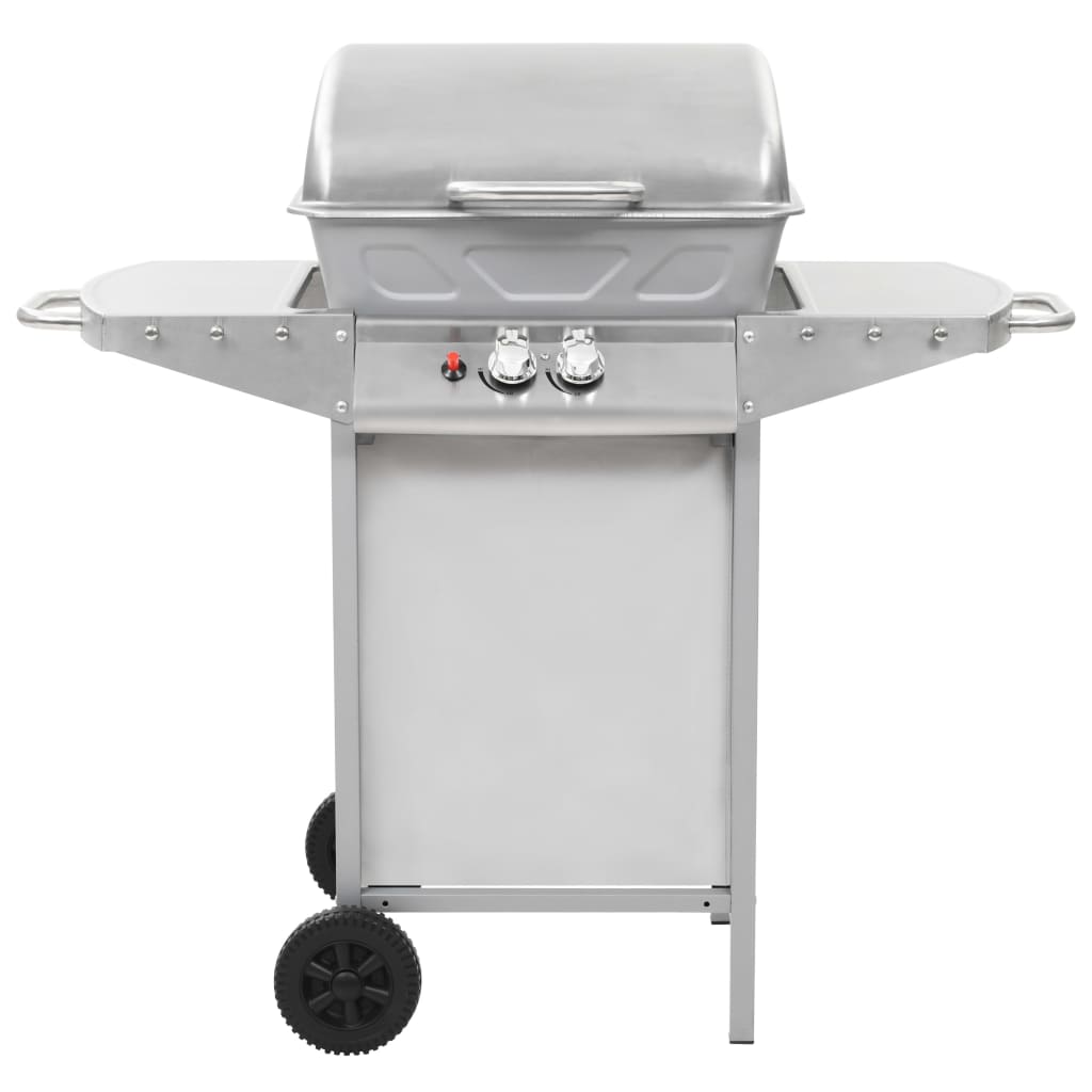 Vidaxl gasbarbecue en grill met 2 kookzones roestvrij staal zilver