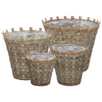 VidaXL Plantenbakken verhoogd 4 st wicker met PE-voering