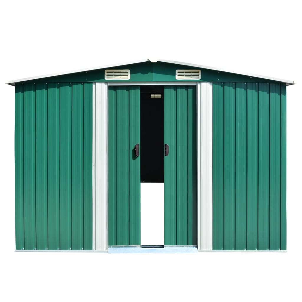 VidaXL Tuinschuur 257x298x178 cm metaal groen