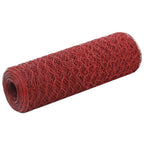 VidaXL Kippengaas 25x0,5 m staal met PVC coating rood