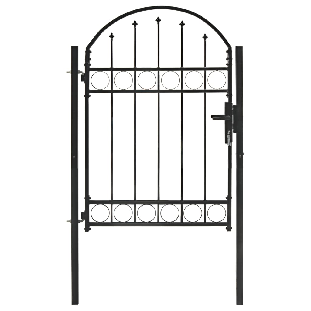 Vidaxl poort met gebogen bovenkant 100x125 cm staal zwart