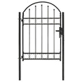 Vidaxl poort met gebogen bovenkant 100x125 cm staal zwart