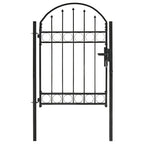 Vidaxl poort met gebogen bovenkant 100x125 cm staal zwart
