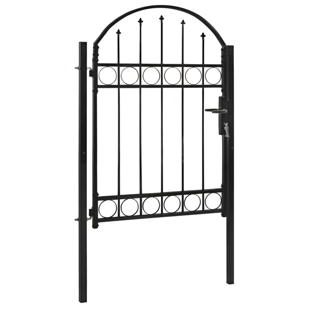 Vidaxl poort met gebogen bovenkant 100x125 cm staal zwart