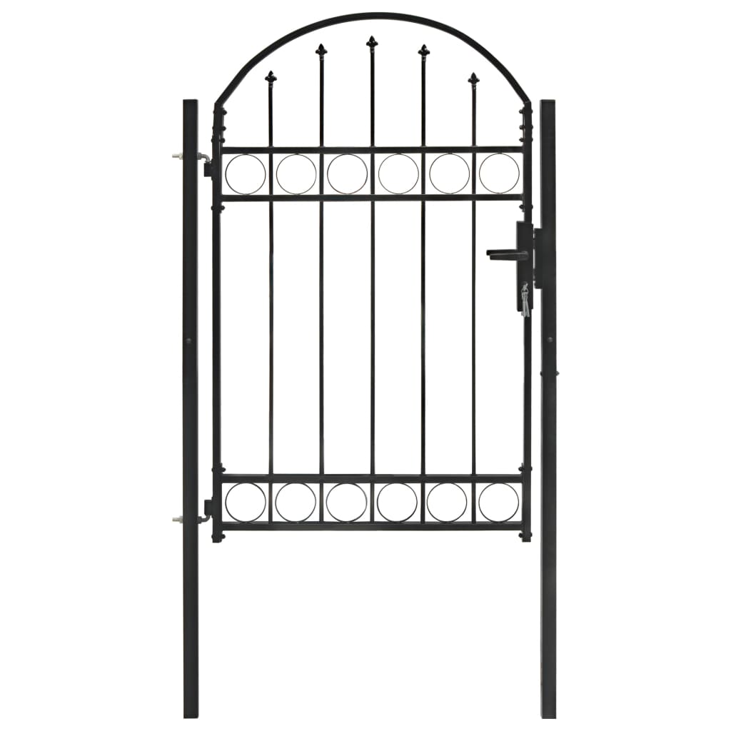 Vidaxl poort met gebogen bovenkant 100x150 cm staal zwart