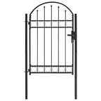 Vidaxl poort met gebogen bovenkant 100x150 cm staal zwart